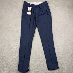 Spykar Original Mens Dark Blue Textured Slim Fit Dress Pants Size 32